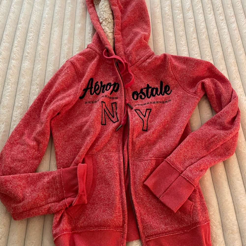 Aeropostale coral sweater with zipper